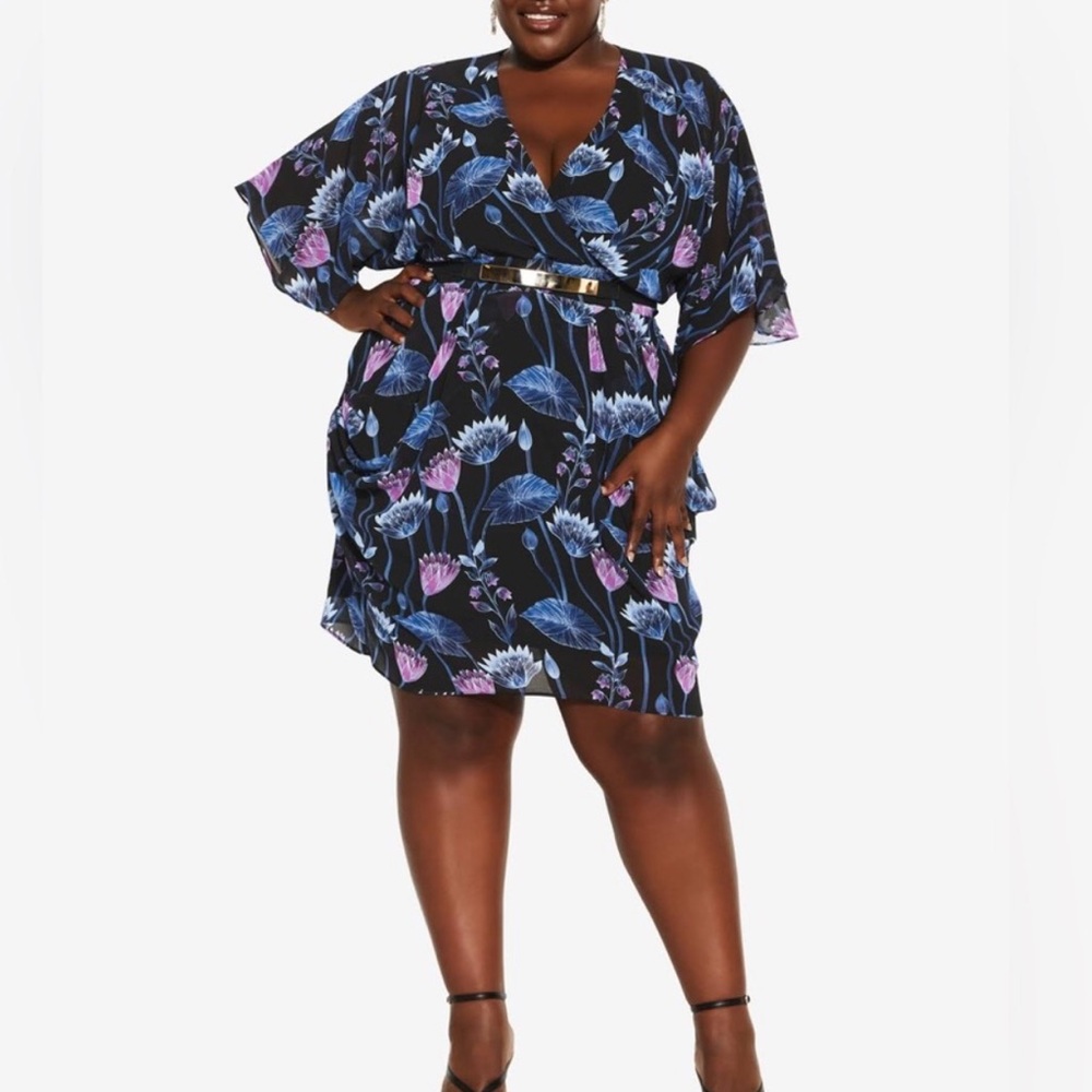 Floral Print Wrap Swim Dress
